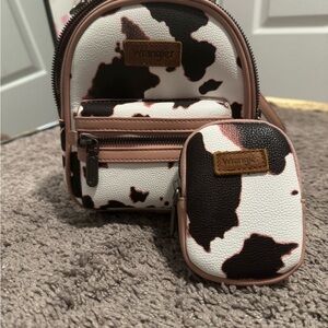 Wrangler Black and White Cow Print Backpack